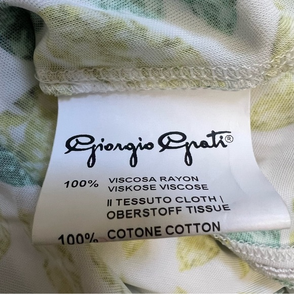 Giorgio Grati Vtg White Green Leaves Pattern Bedazzled Sleeveless Viscose Top XL - Picture 11 of 14